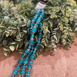 *NEW* with tags! Teal glass bead strands with silver accents.